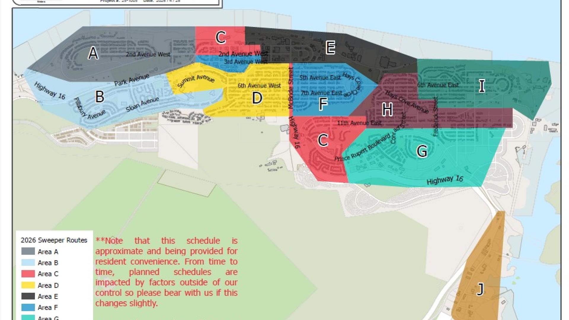 coloured map of sweeping areas