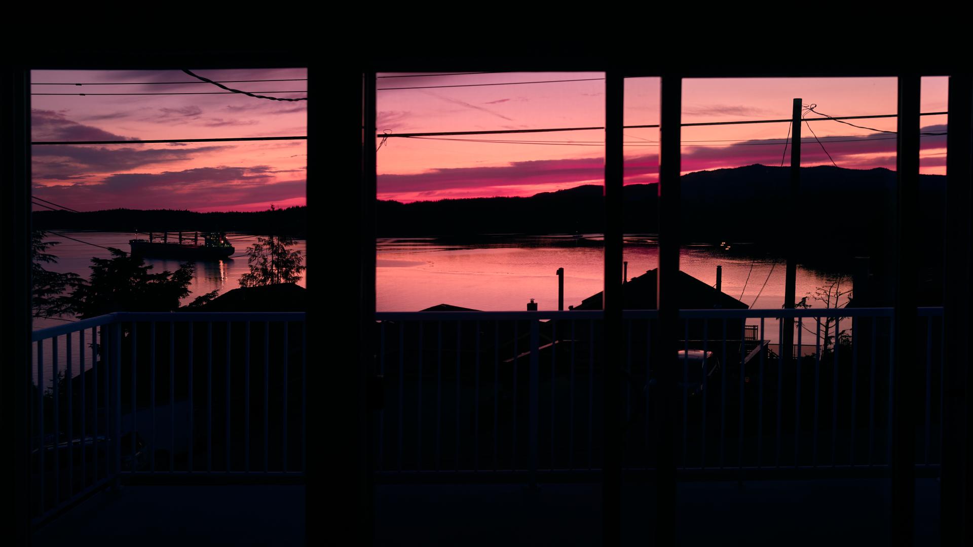 Sunset from a window view