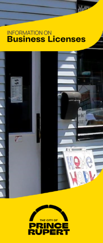 Picture of the exterior of Home Work business, with "Information on Business Licenses" text overlaid