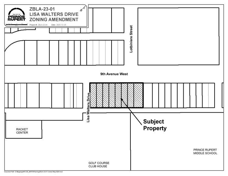 A map of the subject property off 9th Avenue. 
