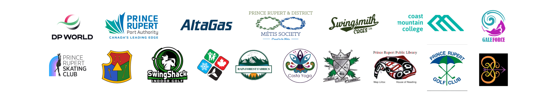 Logos for most participating sponsors and organizations for the Unplug and Play event