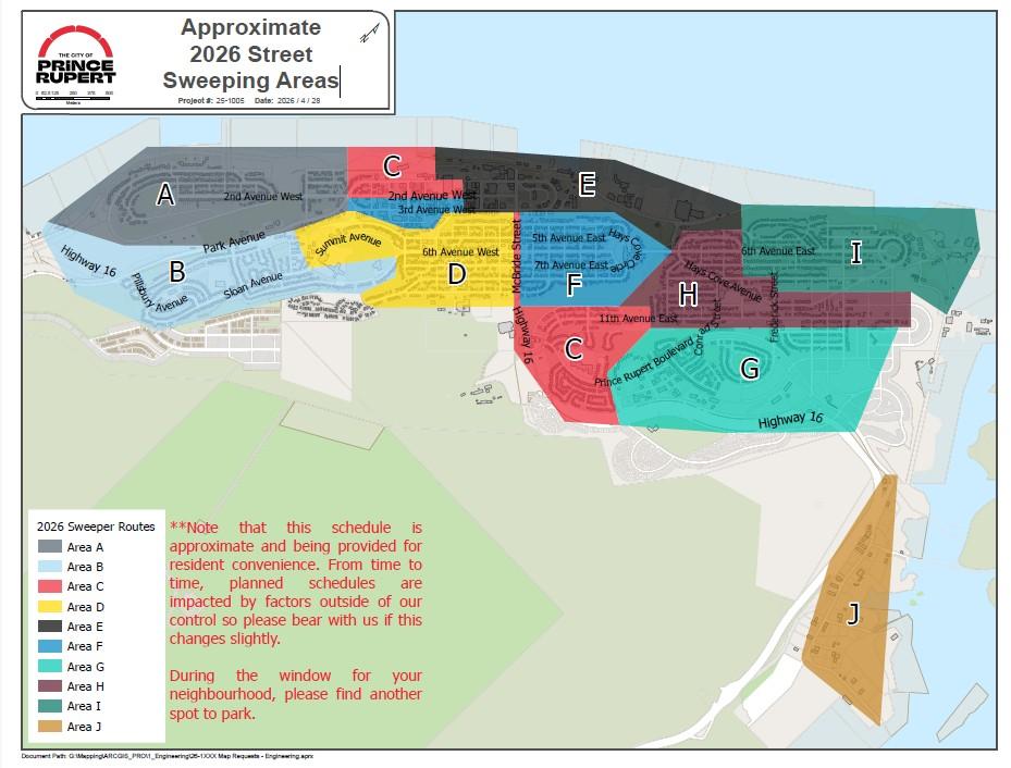 coloured map of sweeping areas